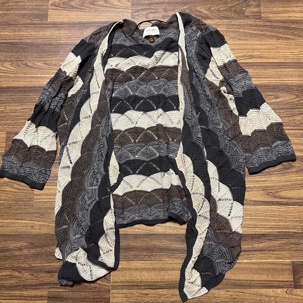 Sonoma Life + Style Open-Front Striped Knit Cardigan
